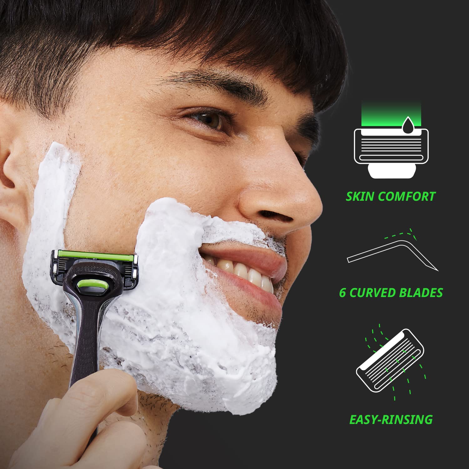 Dorco Pace 6 Pro open blade design allows easy rinsing.