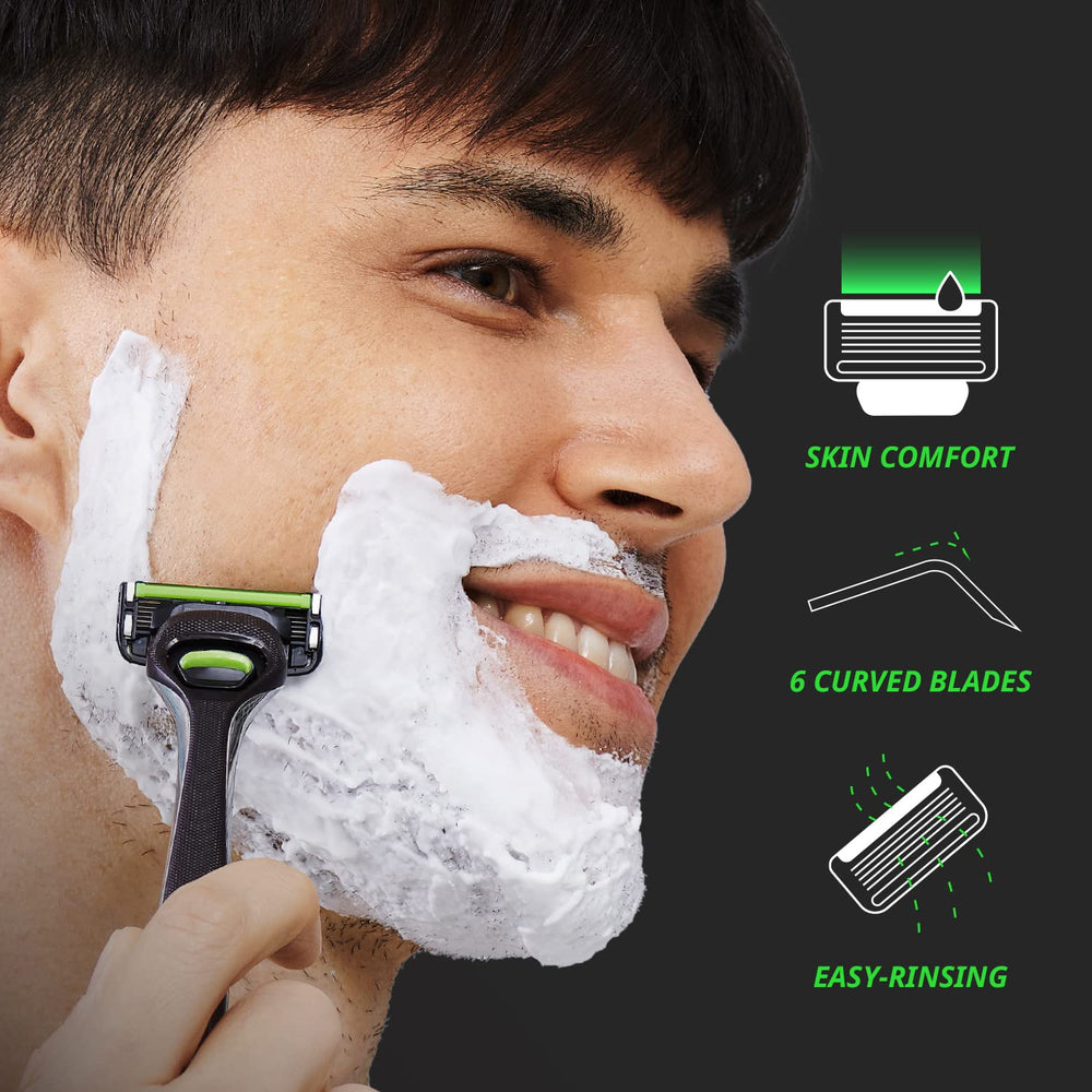 Dorco Pace 6 Pro open blade design allows easy rinsing.
