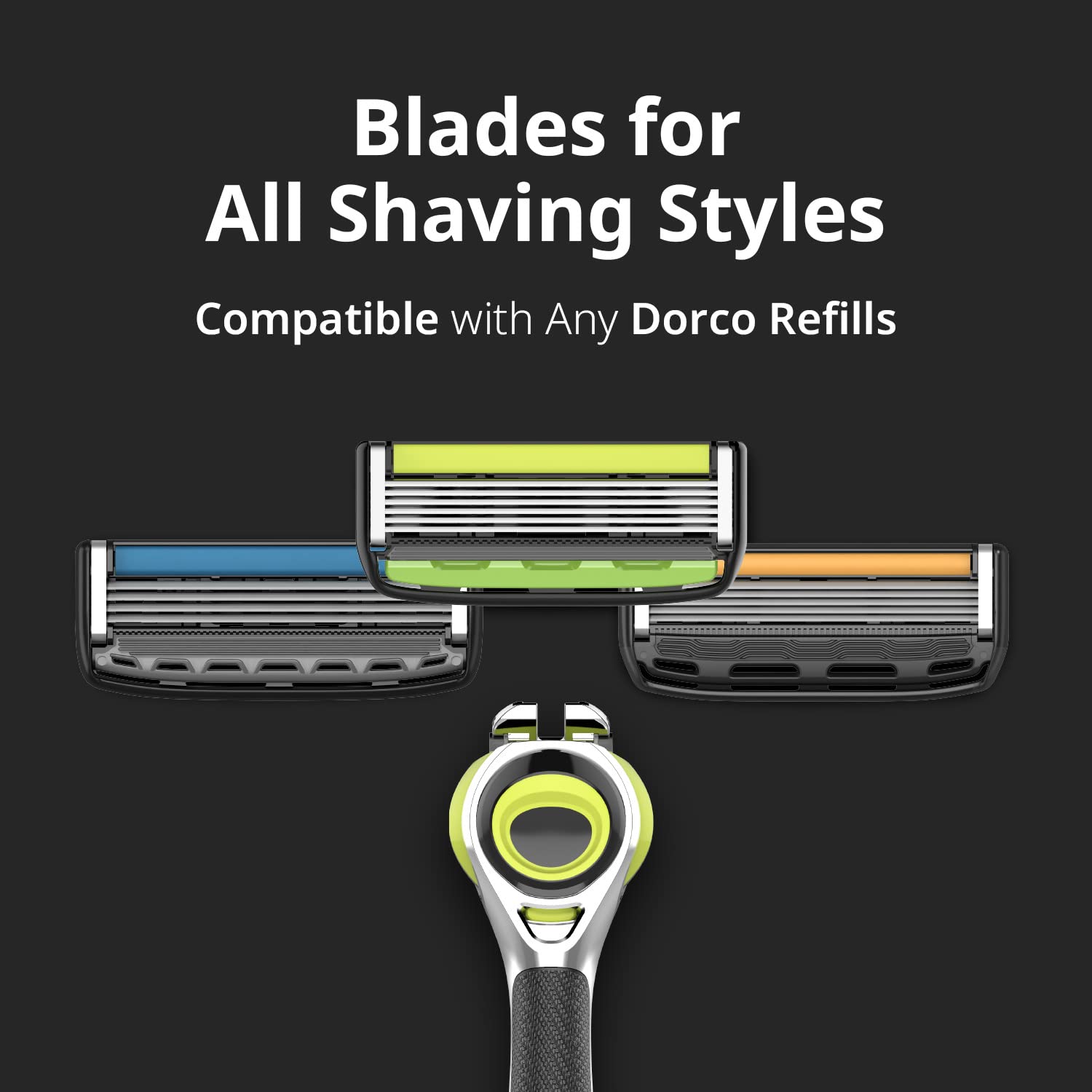 Dorco Pace 6 Pro 3D Motion non-slip grip for control during shaving.