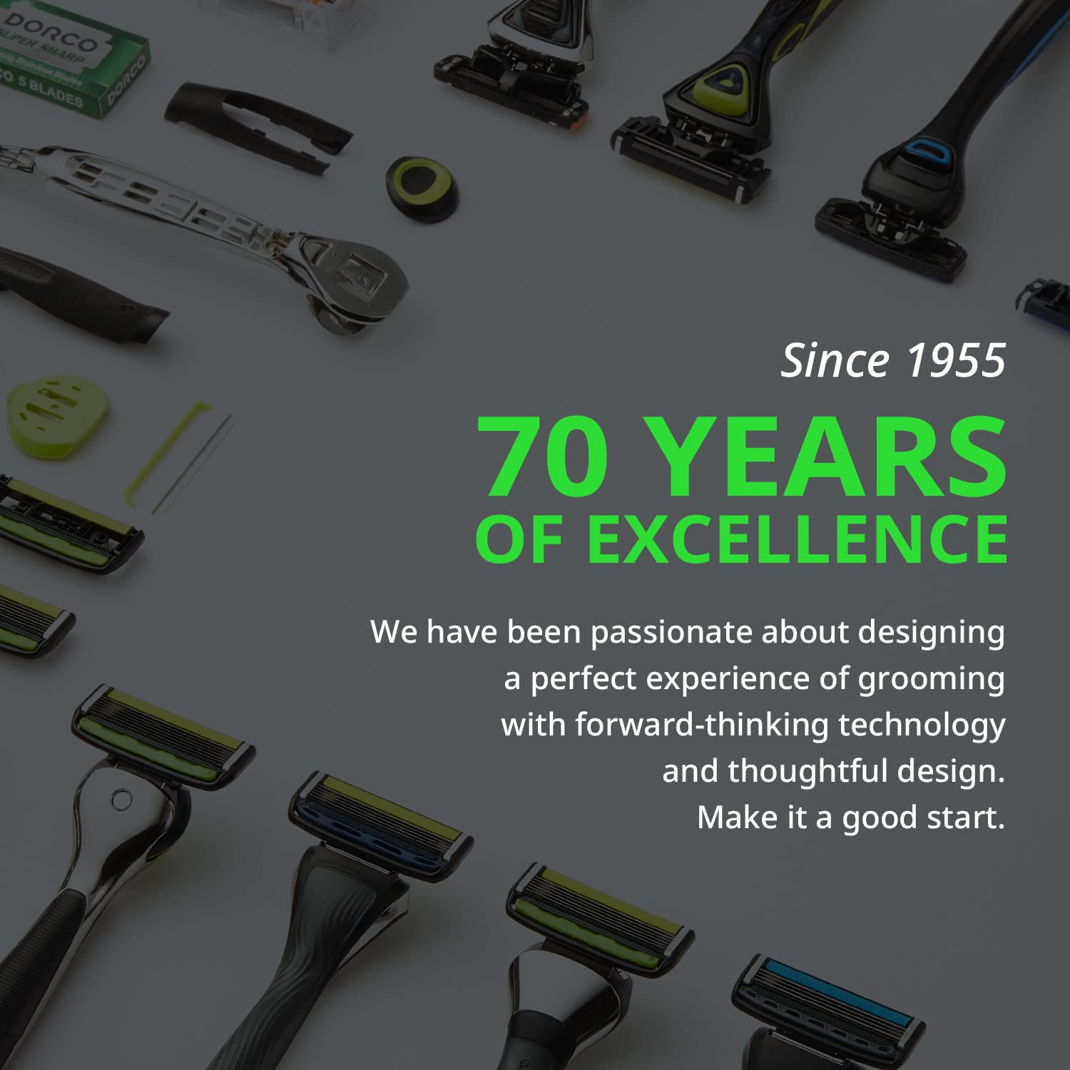Dorco Pace 6 Pro 3D Motion kit includes one handle and nine cartridges for ready grooming.