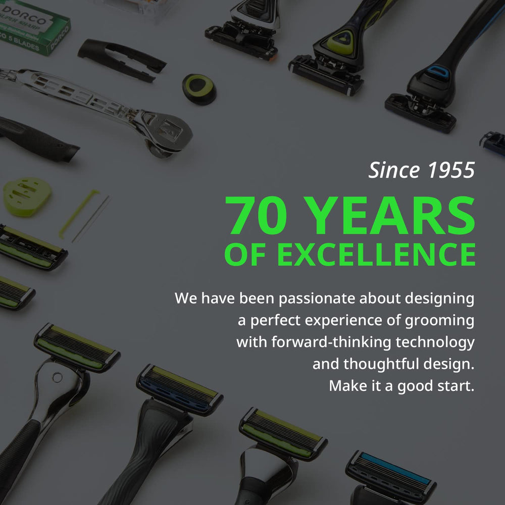 Dorco Pace 6 Pro 3D Motion kit includes one handle and nine cartridges for ready grooming.