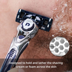 Dorco Pace 7 honeycomb guardbar visible during shave