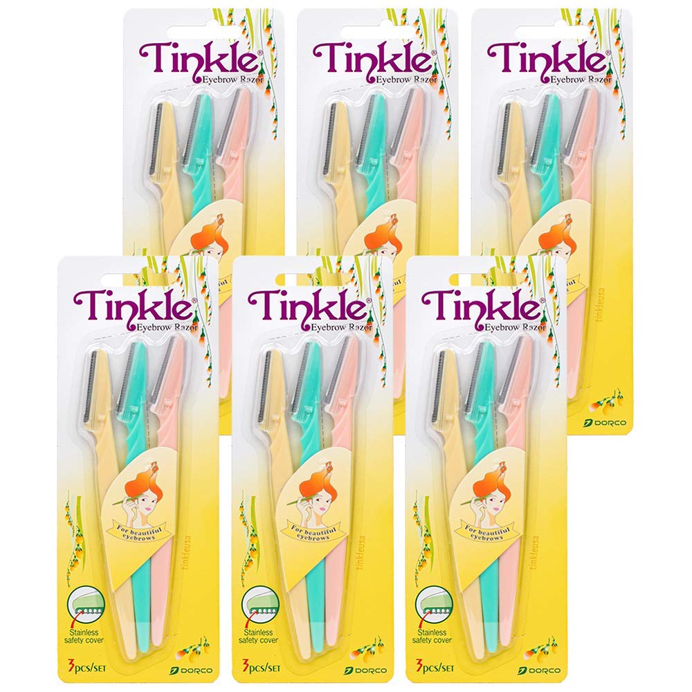 DORCO Tinkle dermaplaning tool 6-pack razor set shown for convenient grooming.