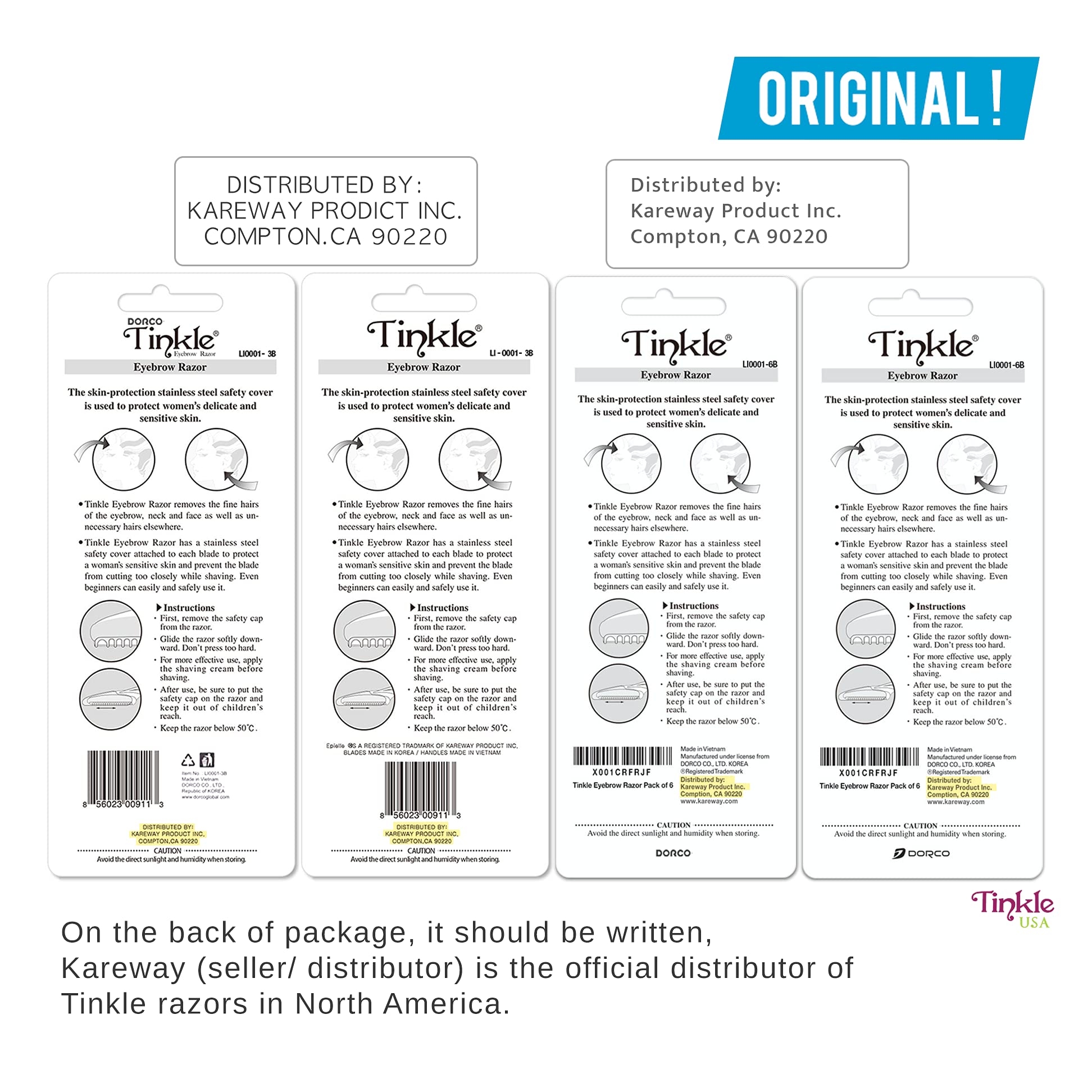 Dorco Tinkle protective cover demonstrates safe handling and storage.