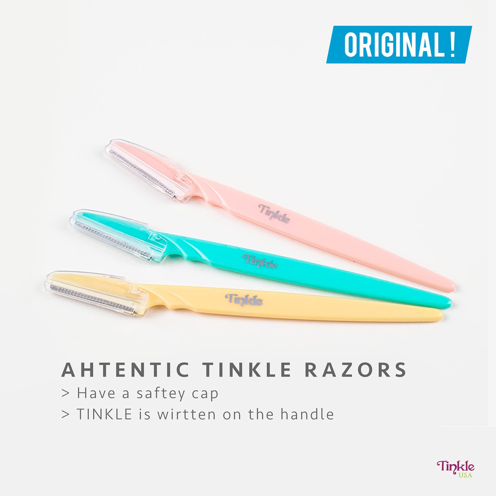 Dorco Tinkle tool shown with safety cover protecting skin during trimming