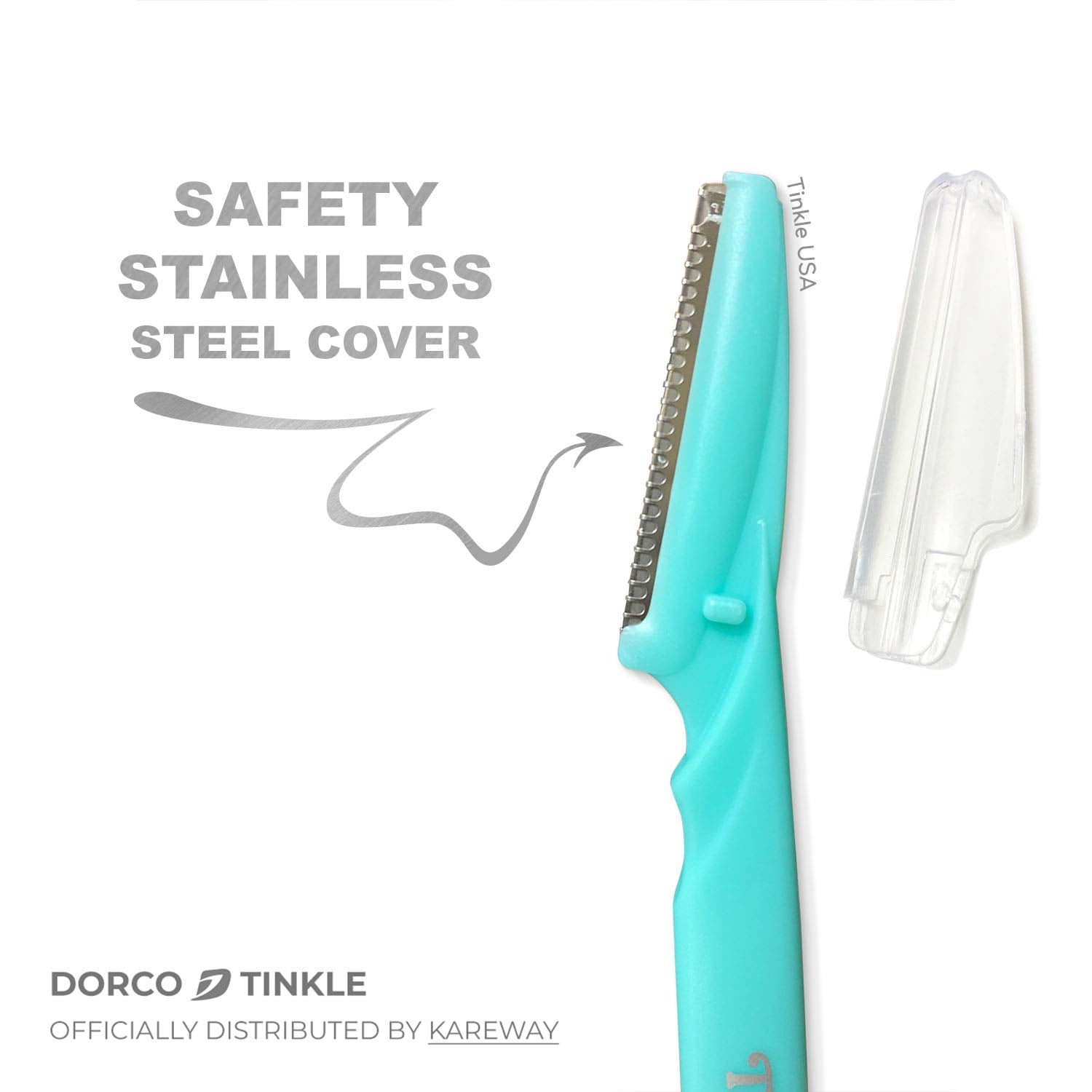 Close-up shows facial use angle for eyebrows, face, and neck grooming