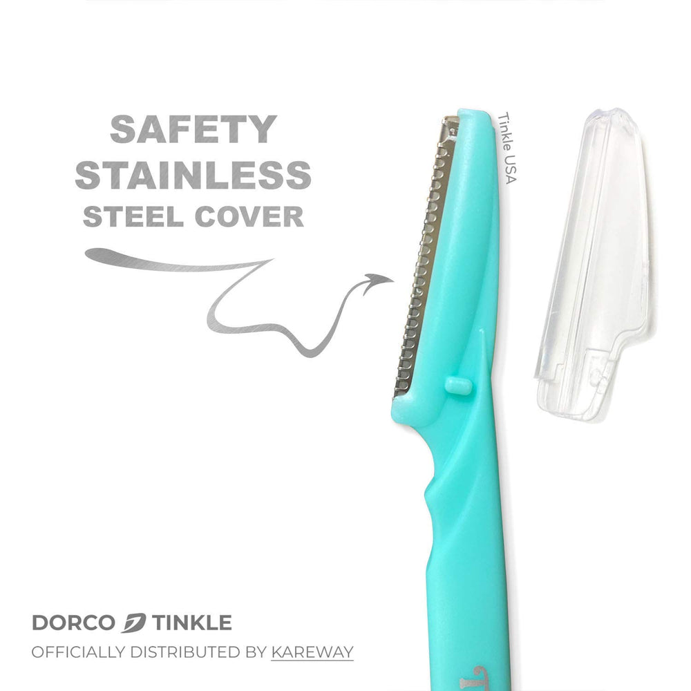 Close-up shows facial use angle for eyebrows, face, and neck grooming