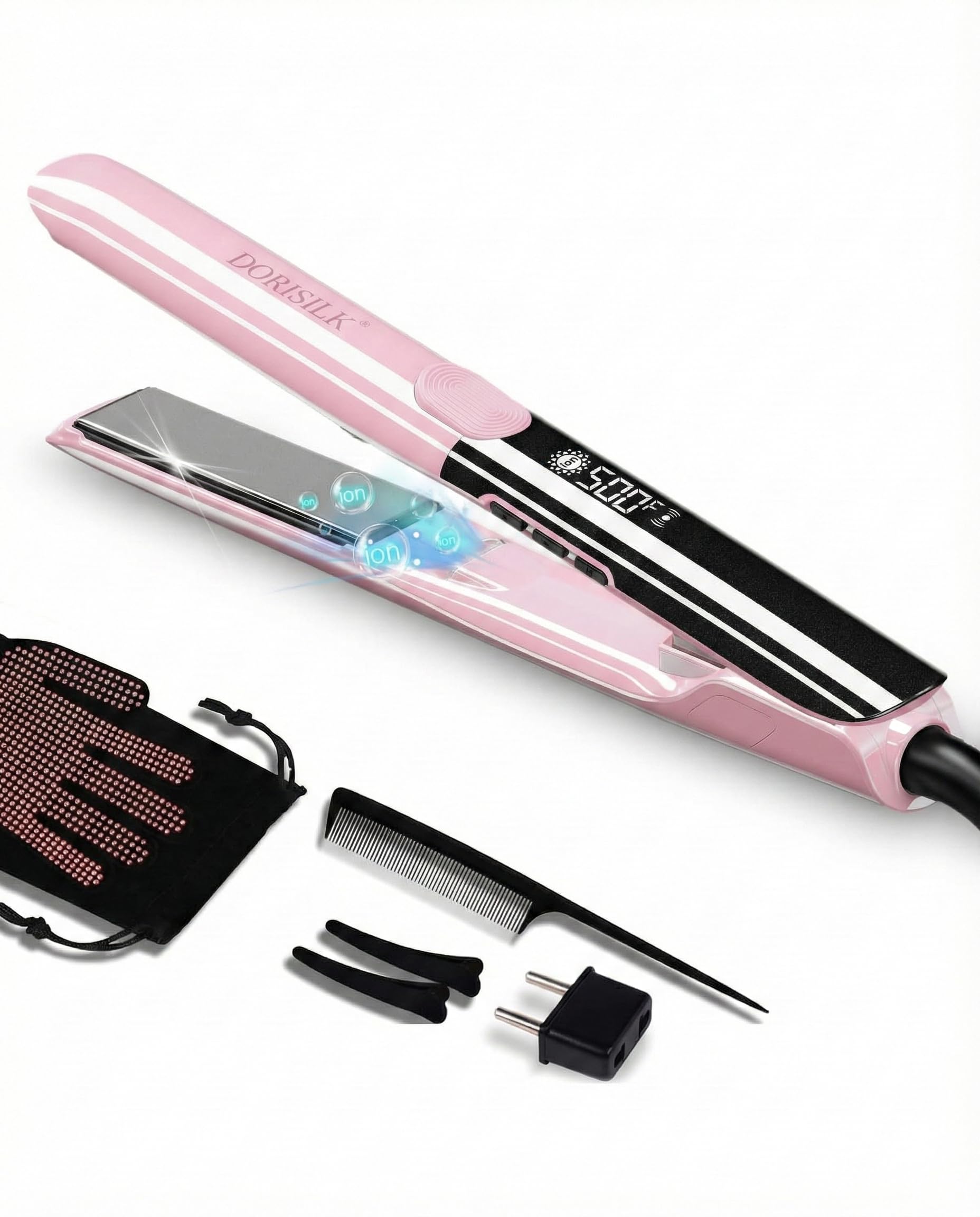 Dorisilk 500-degree flatiron heats quickly for fast, even styling across hair types.