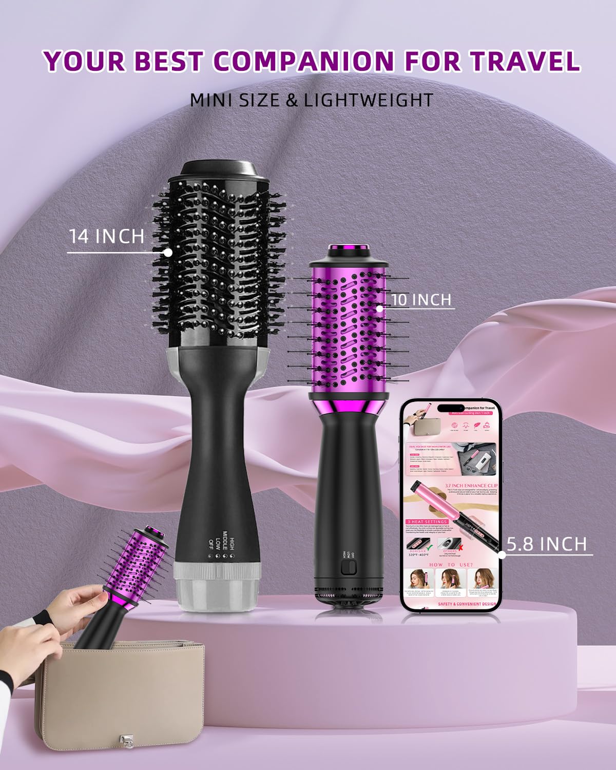 DORISILK ultra-lightweight hair styler for easy packing and travel