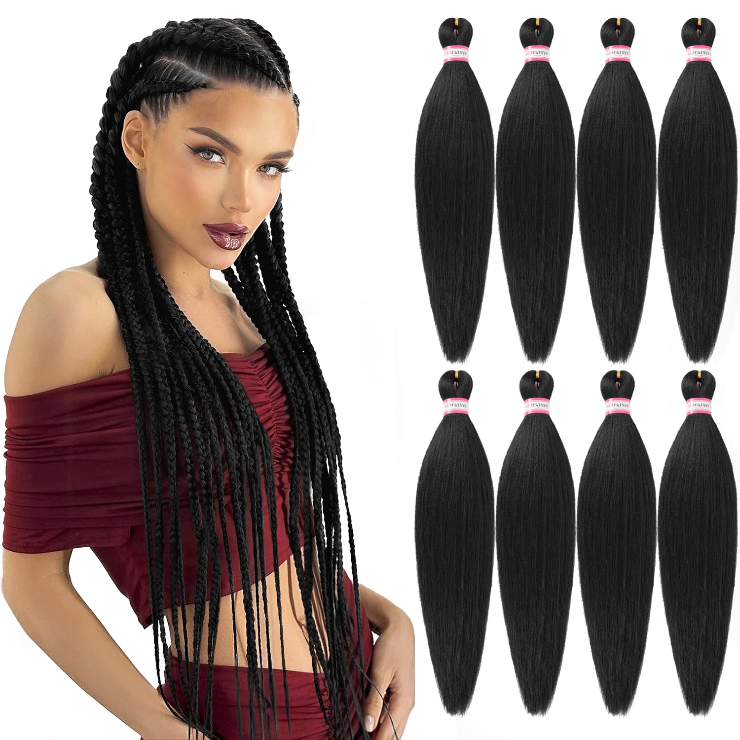 Dorsanee pre-stretched braiding hair 20 inch natural black for quick protective styles