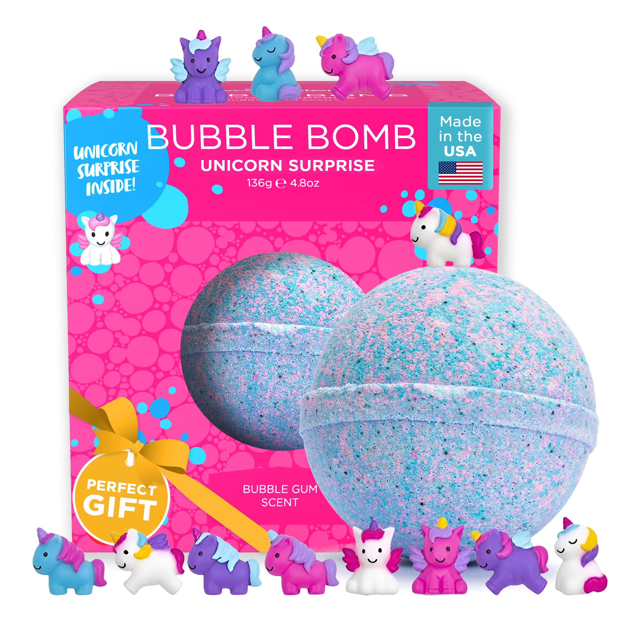 Dos Hermanas bomba de baño unicornio con sorpresa dentro para niñas curiosas.