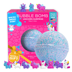 Dos Hermanas bomba de baño unicornio con sorpresa dentro para niñas curiosas.