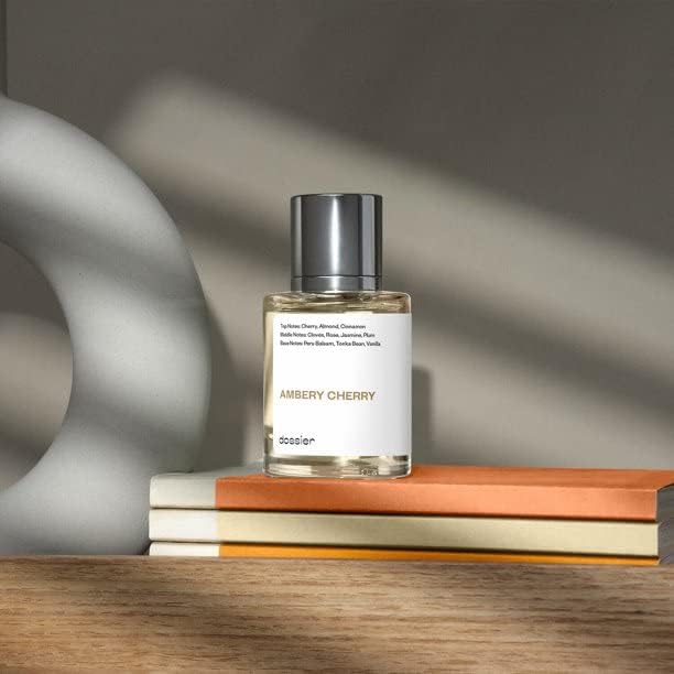 Dossier Ambery Cherry base notes visual conveys warmth with vanilla