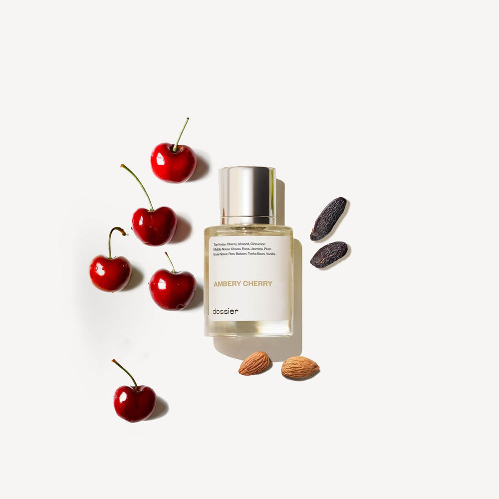 Dossier Ambery Cherry top notes image hints at cherry and almond energy