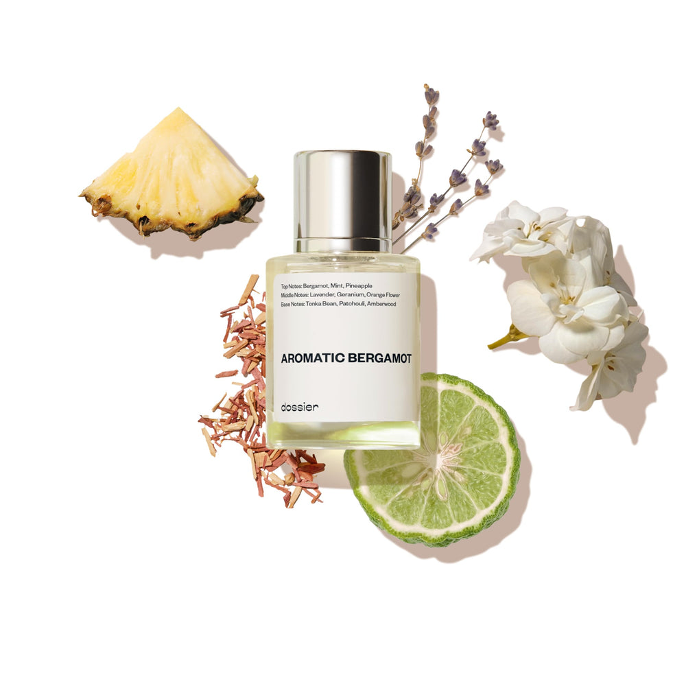 Dossier Aromatic Bergamot top notes for a refreshing unisex allure.