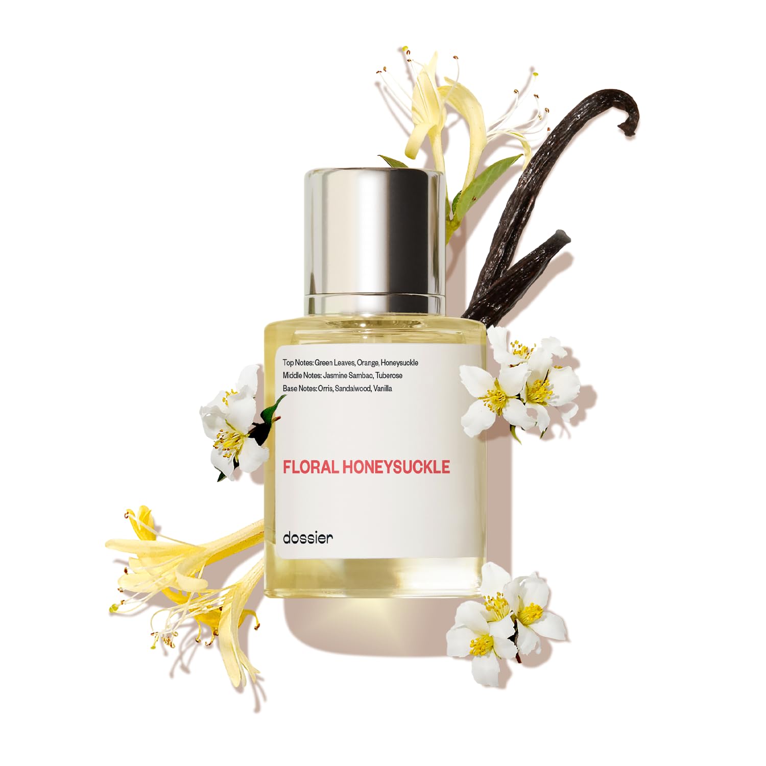 Dossier Floral Honeysuckle bottle front for everyday elegance