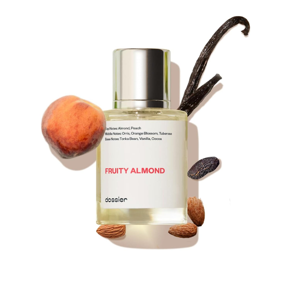 Dossier Fruity Almond bottle spray for daily wear with a refined oriental floral scent.