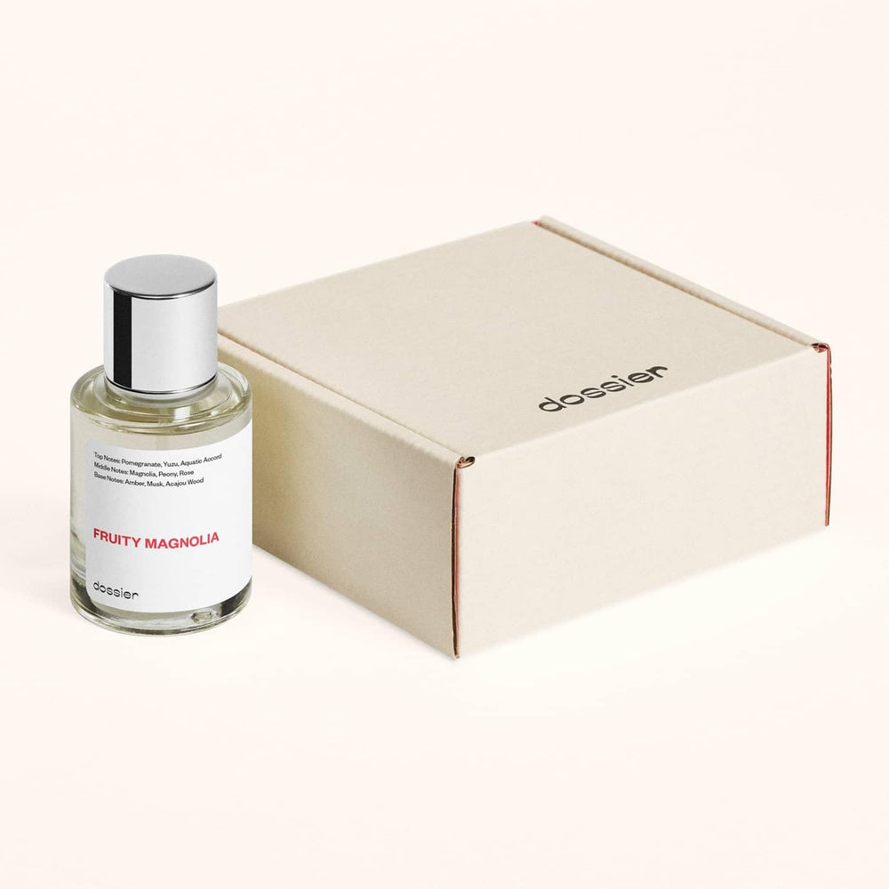 Dossier Fruity Magnolia rose-gold cap evokes luxury and feminine elegance.
