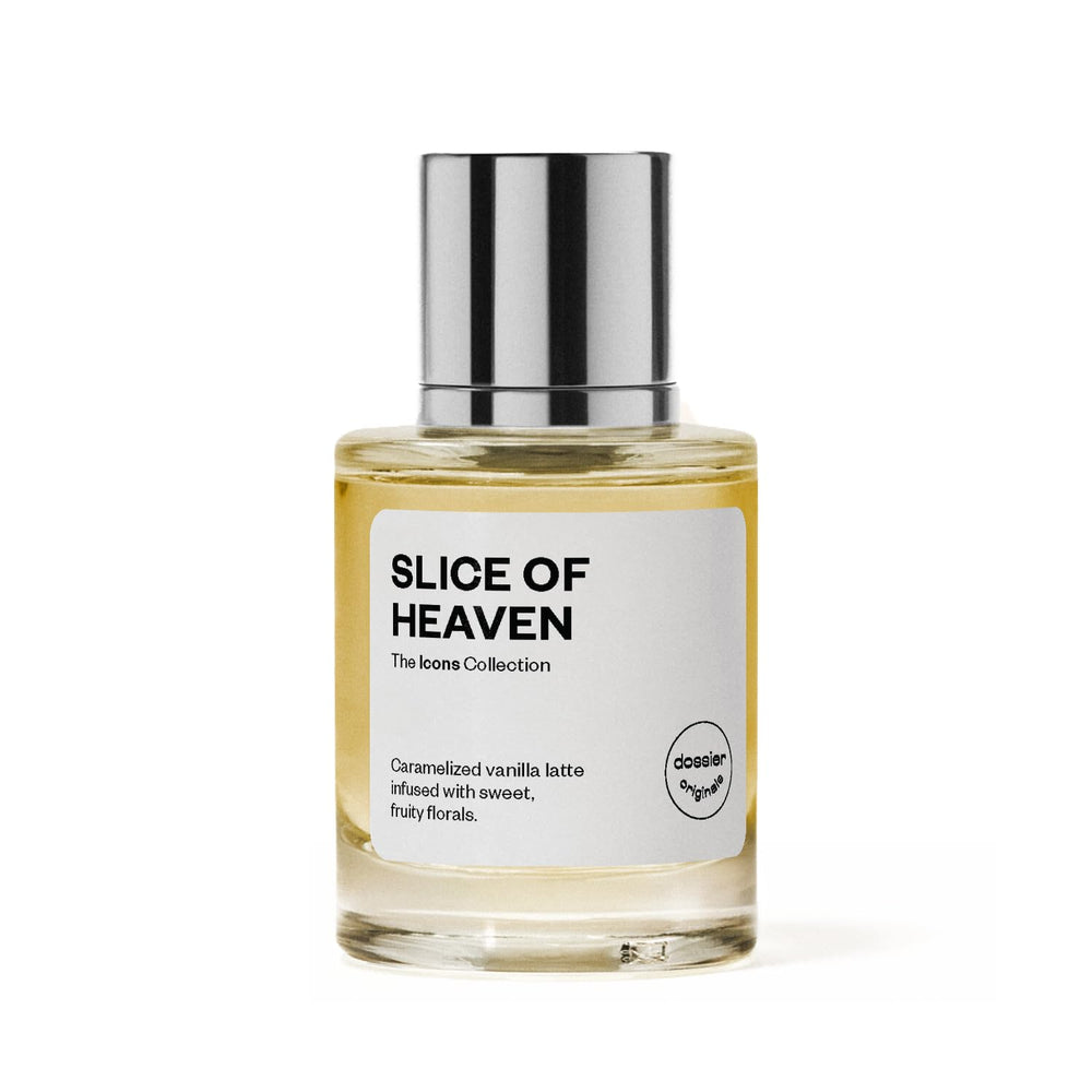Dossier Slice of Heaven caramel-vanilla heart close-up for warm allure.