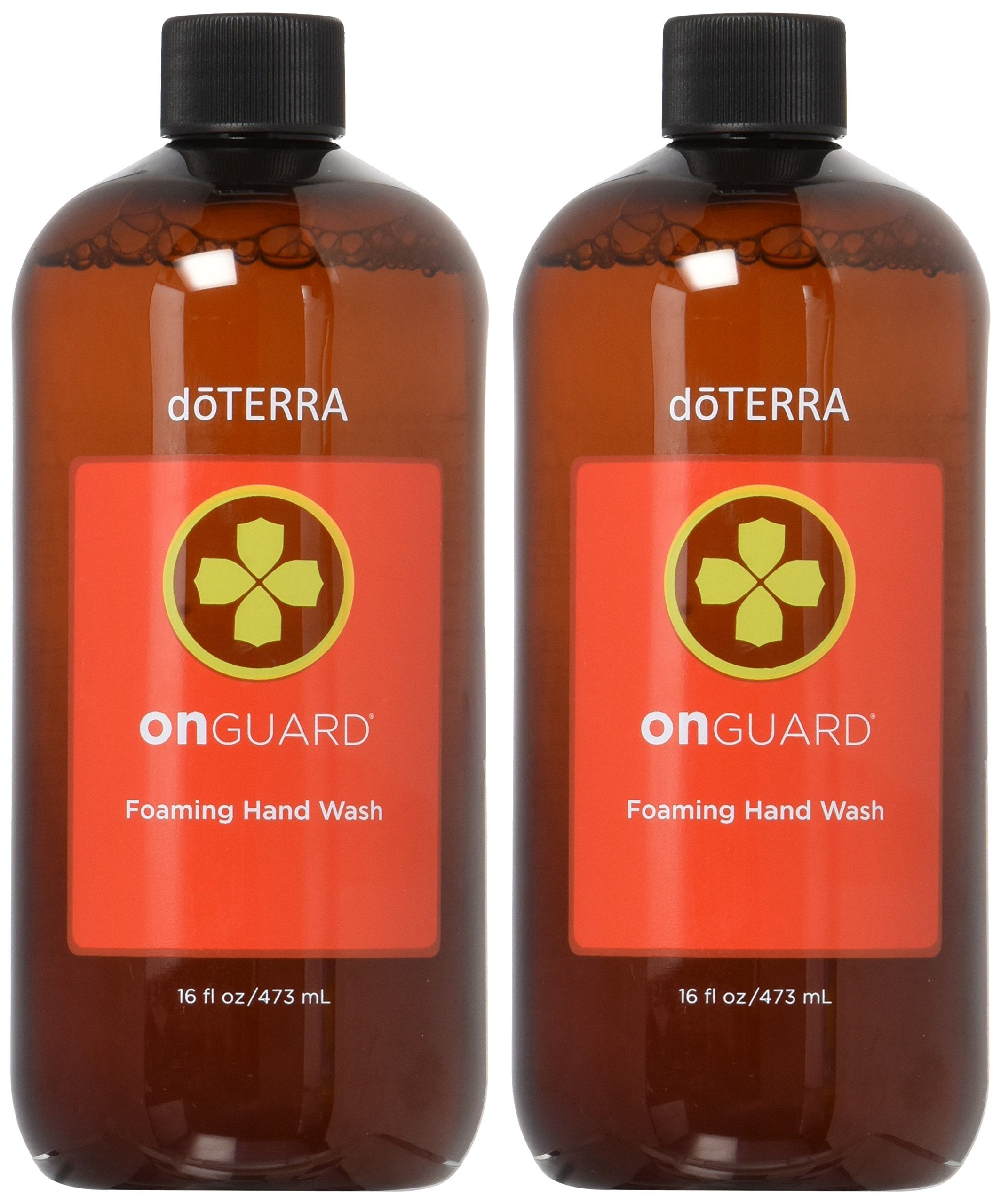 doTERRA On Guard foaming hand wash refill bottle front, highlighting citrus aroma and gentle cleansing