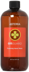 doTERRA On Guard foaming hand wash refill bottle spout showing easy dispensing and spice aroma