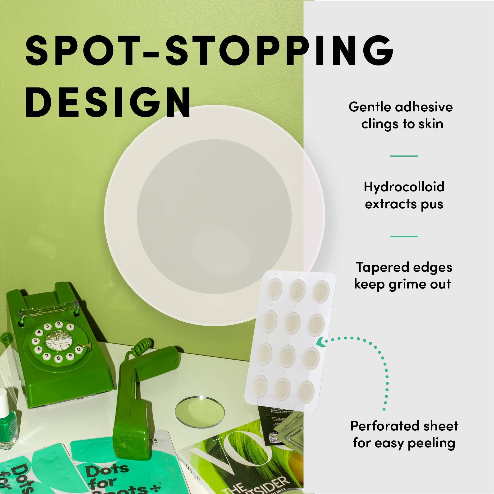 Open box display of Dots for Spots for easy access and use