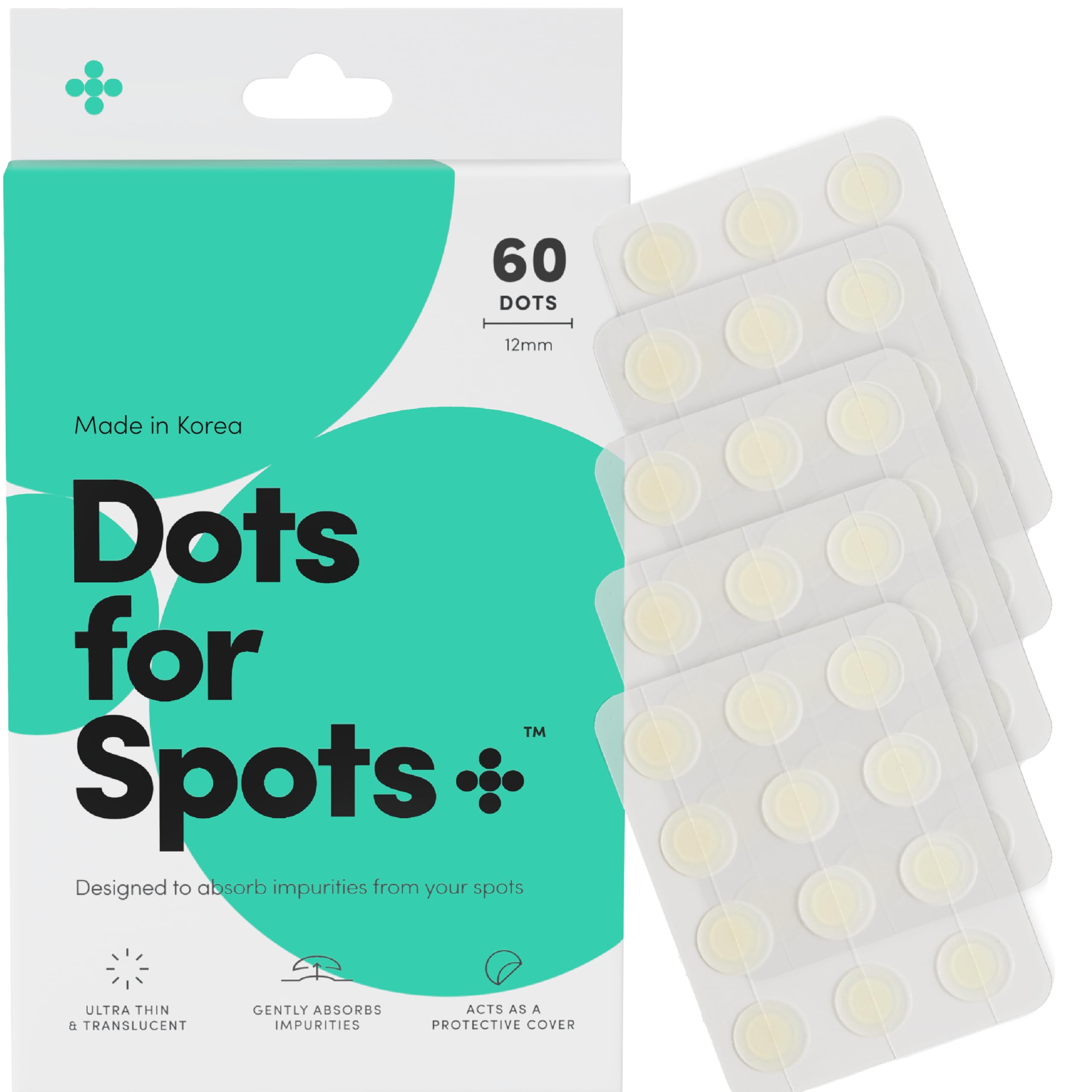 Dots for Spots parches espinillas translúcidos para uso diario y discreto.