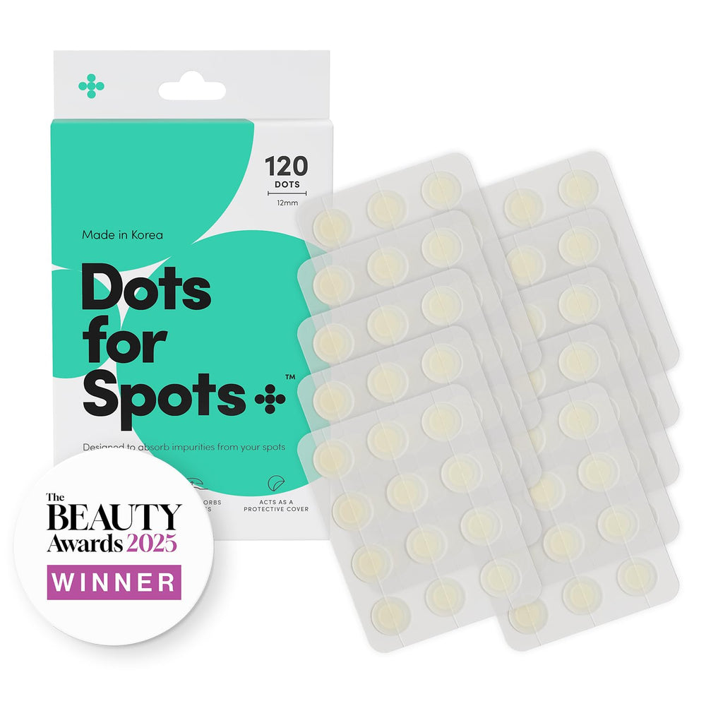 Dots for Spots packaging displays vegan patches for daily blemish care
