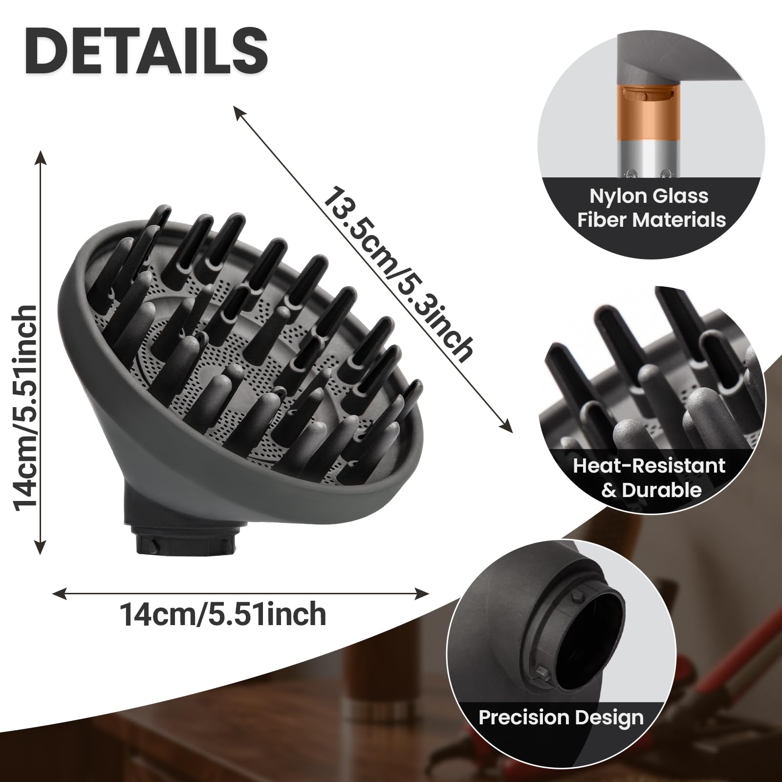 Ergonomic Dotspun diffuser design adds a premium upgrade to your Dyson setup