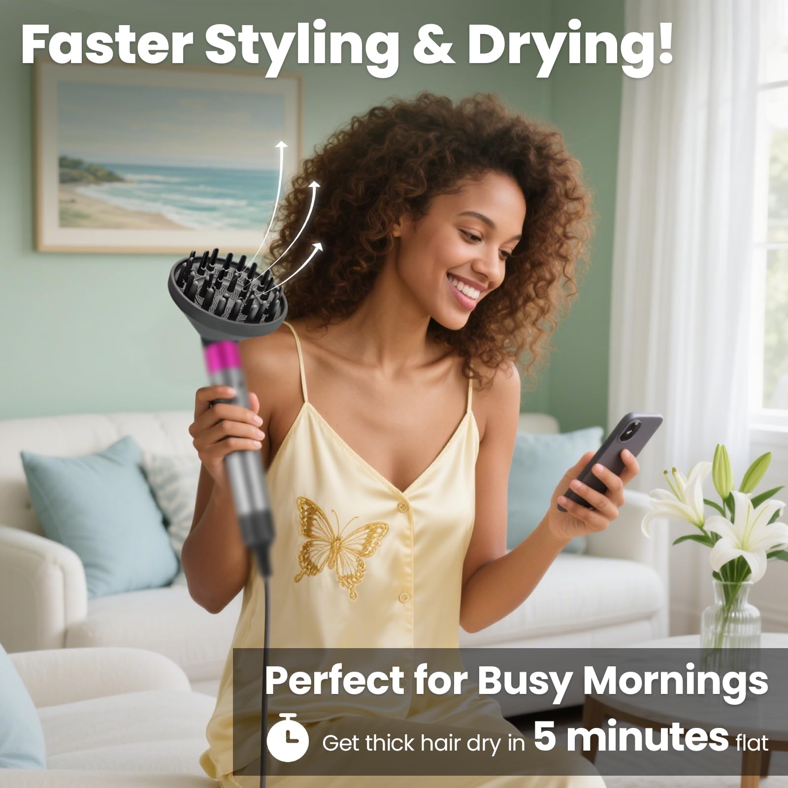 Built from heat‑resistant nylon, Dotspun diffuser protects hair during styling