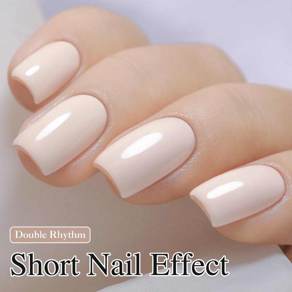 Double Rhythm 15ml gel polish color swatch displays the sheer hue for versatile looks.