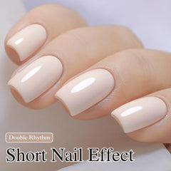 Double Rhythm 15ml gel polish color swatch displays the sheer hue for versatile looks.