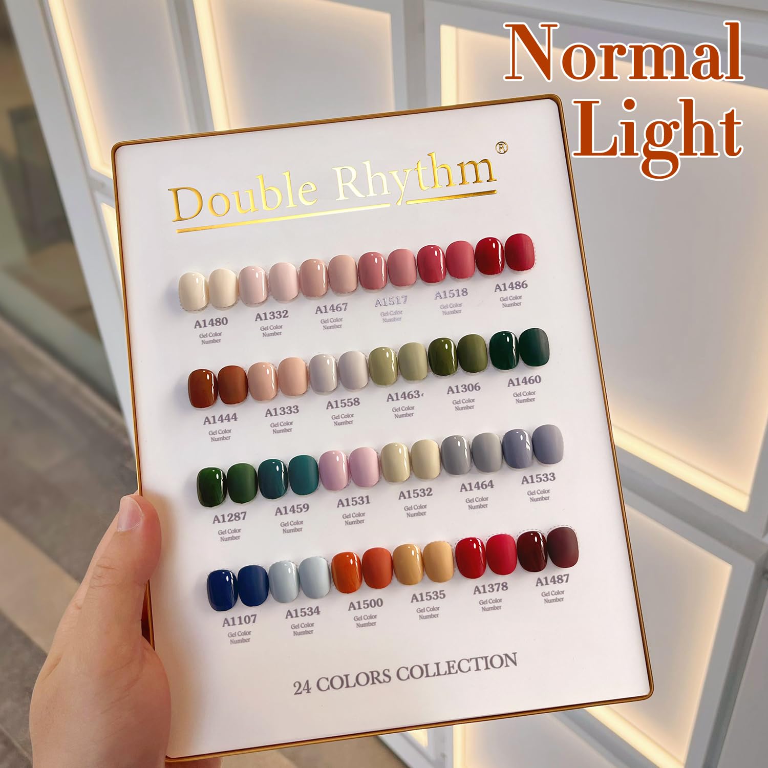 Double Rhythm 24-pigmented gel polishes in a row showcasing even coverage