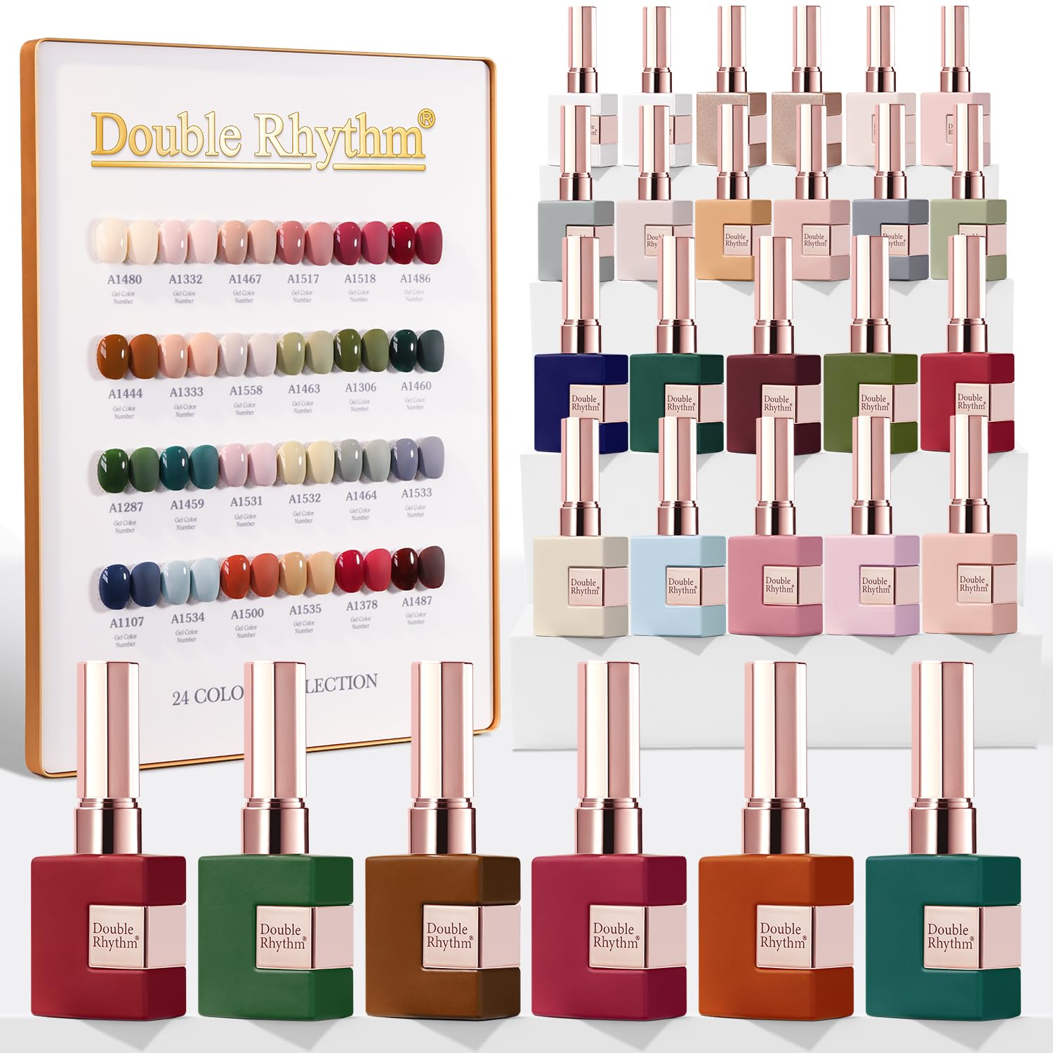 Double Rhythm 28Pcs gel polish set front view for at-home manicures