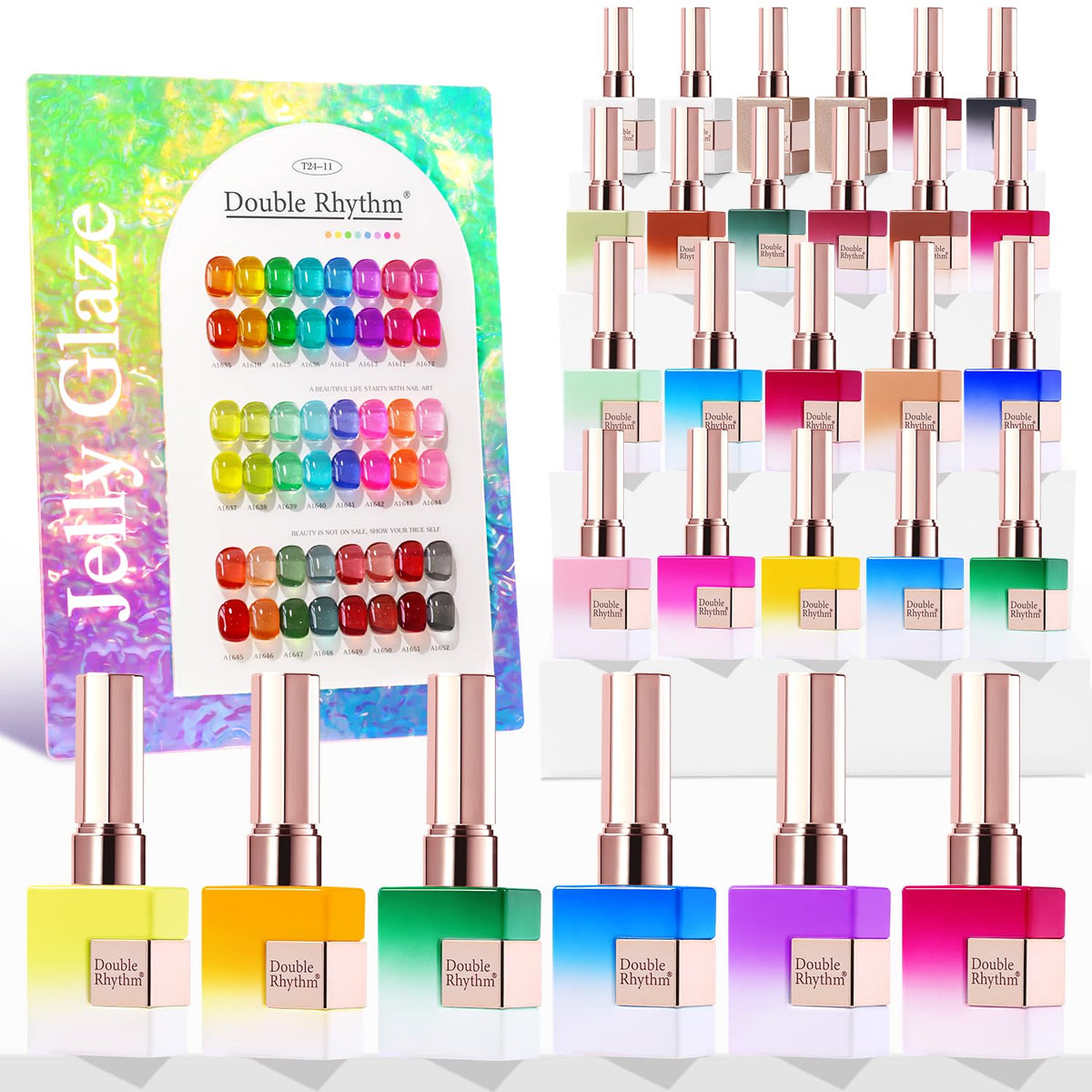 Double Rhythm Neon Jelly collection gel polish bottles for vibrant color options