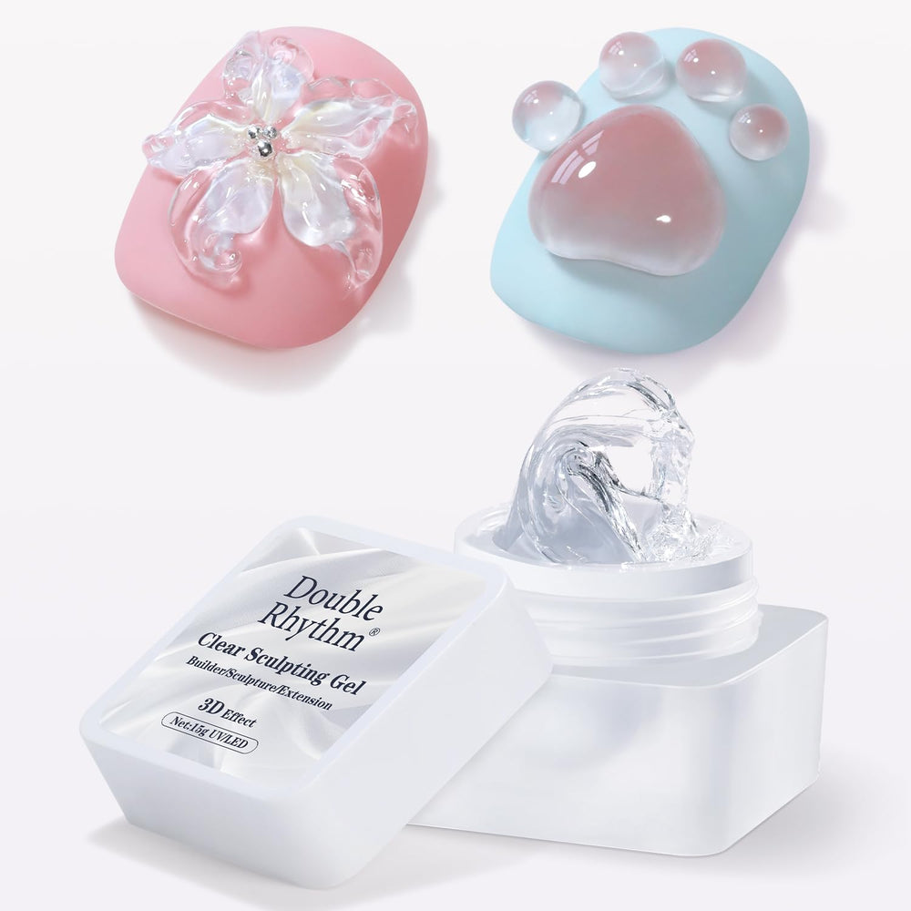 Double Rhythm 3D Nail Gel Clear Bottle shows solid texture for precise sculpting