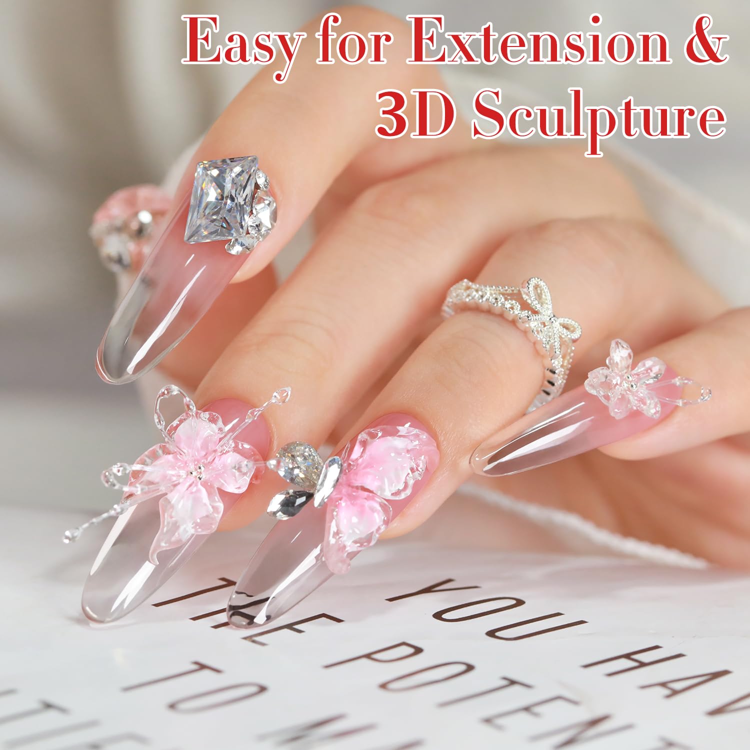 Double Rhythm 3D Nail Gel Molds and decorative charms applied