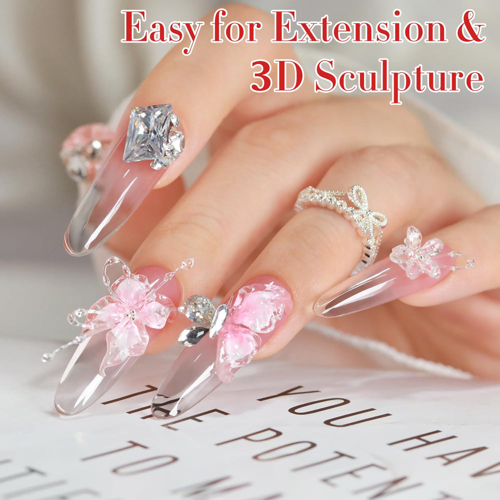 Double Rhythm 3D Nail Gel Molds and decorative charms applied