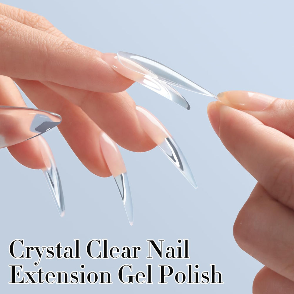 Double Rhythm 3D Nail Gel Nail Extensions in progress with clear gel