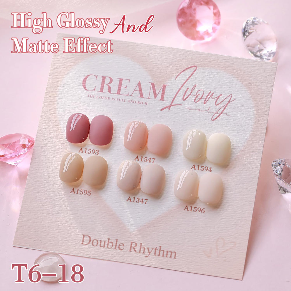 Double Rhythm gel polish set packaging highlights six 15 ml bottles.