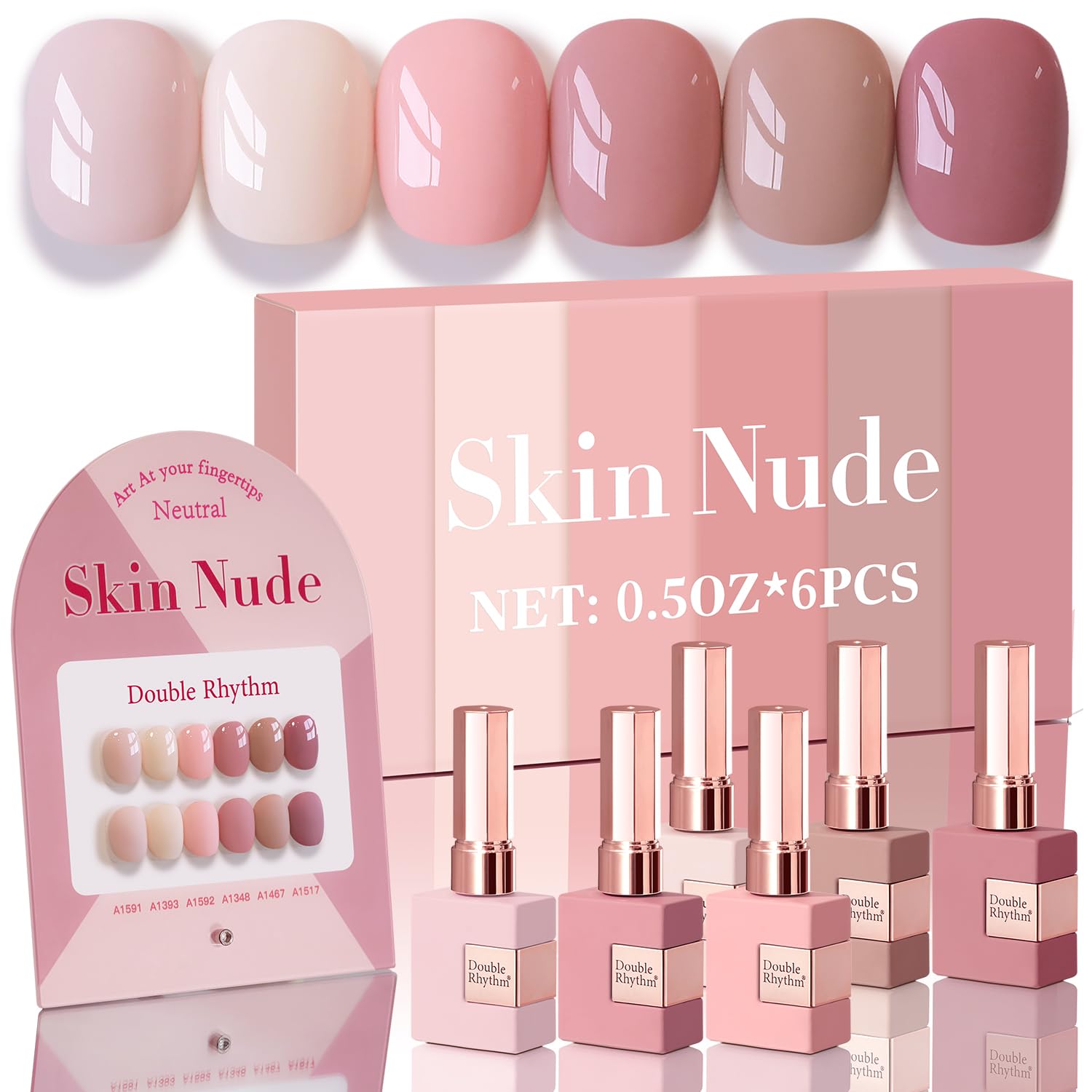 Double Rhythm 6 Pcs gel polish set bottle close-up for at-home salon-like color.