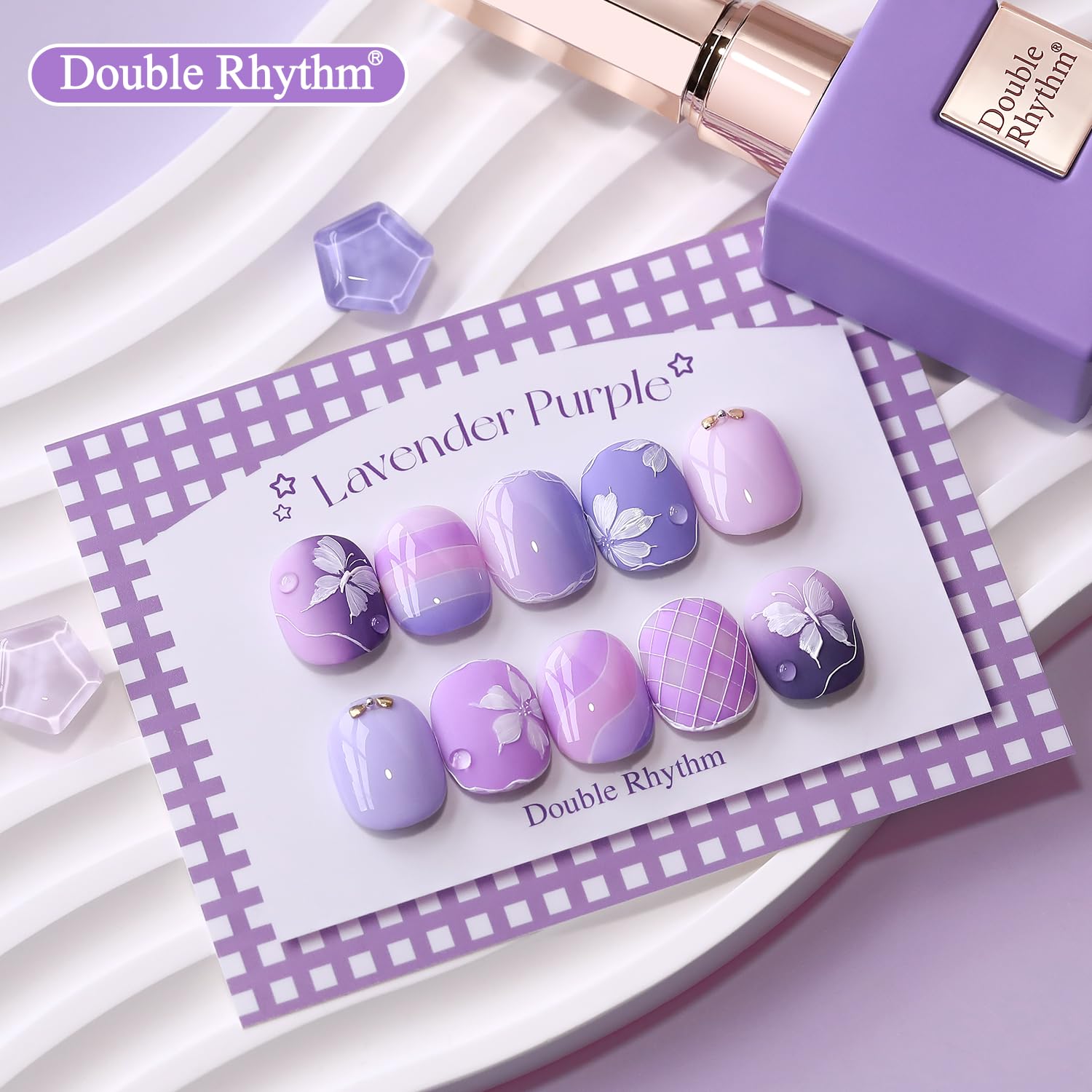 Double Rhythm at-home nail design ideas with versatile color options.