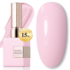 Double Rhythm bottle close-up shows pure sheer cream pink gel polish for lasting shine.