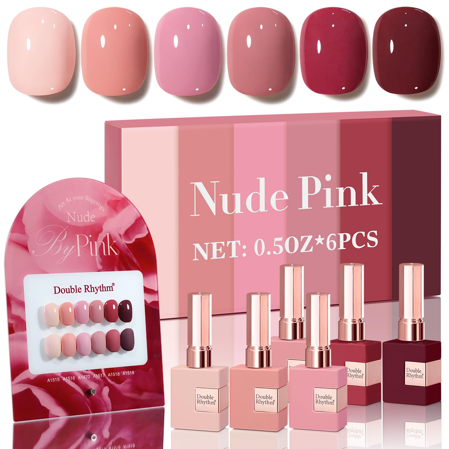 Double Rhythm burgundy gel polish bottle for at‑home salon‑quality nails.