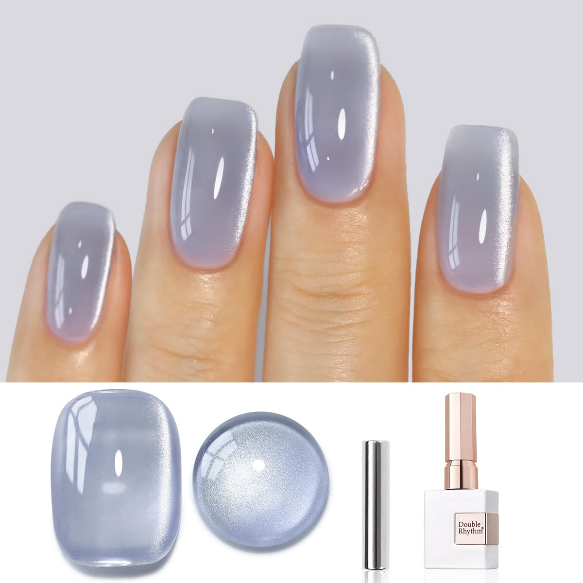 Double Rhythm cat-eye gel con imán: realza el diseño con efecto magnético para uñas.