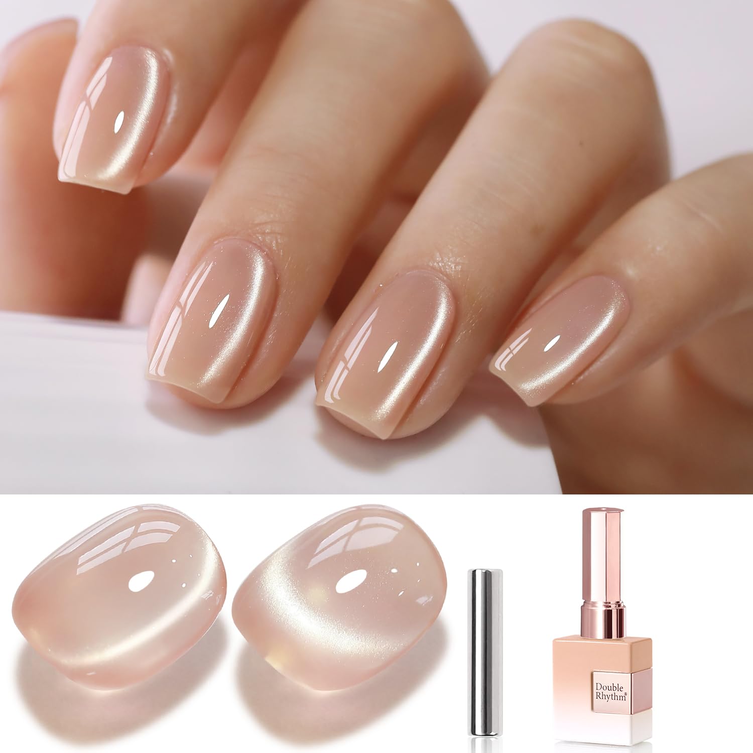 Double Rhythm Cat Eye gel-polish con efecto ojo de gato para looks elegantes.