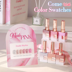 Double Rhythm color swatches illustrate six shades for quick shade matching.