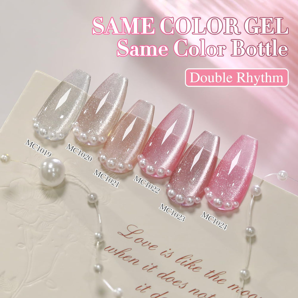 Double Rhythm holographic glitter finish creates dynamic shine under light.