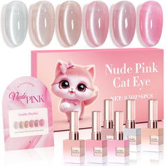 Double Rhythm Cat Eye gel nail polish bottle showing six colors for at-home manicures.