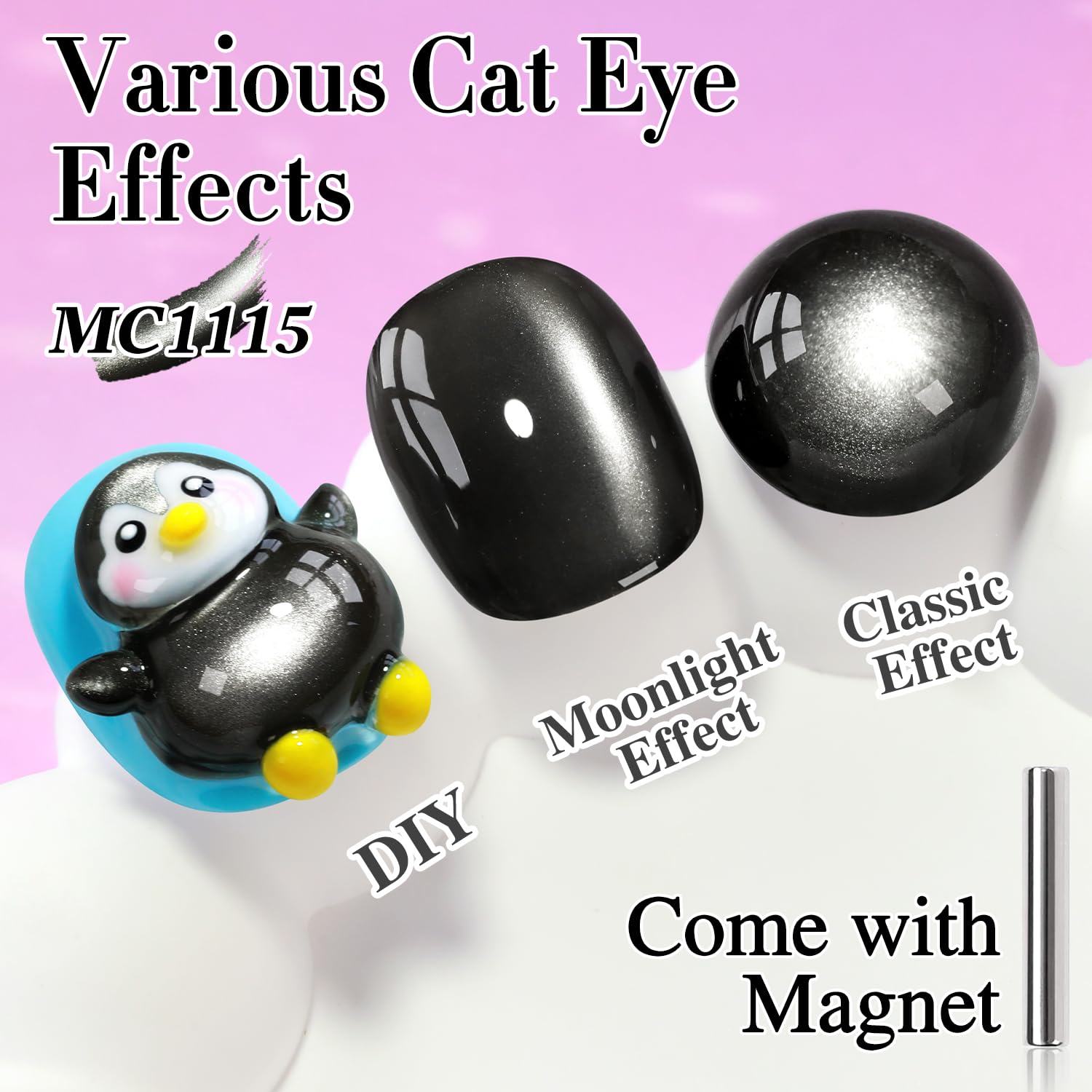 Magnetic cat eye effect demo with Double Rhythm polish
